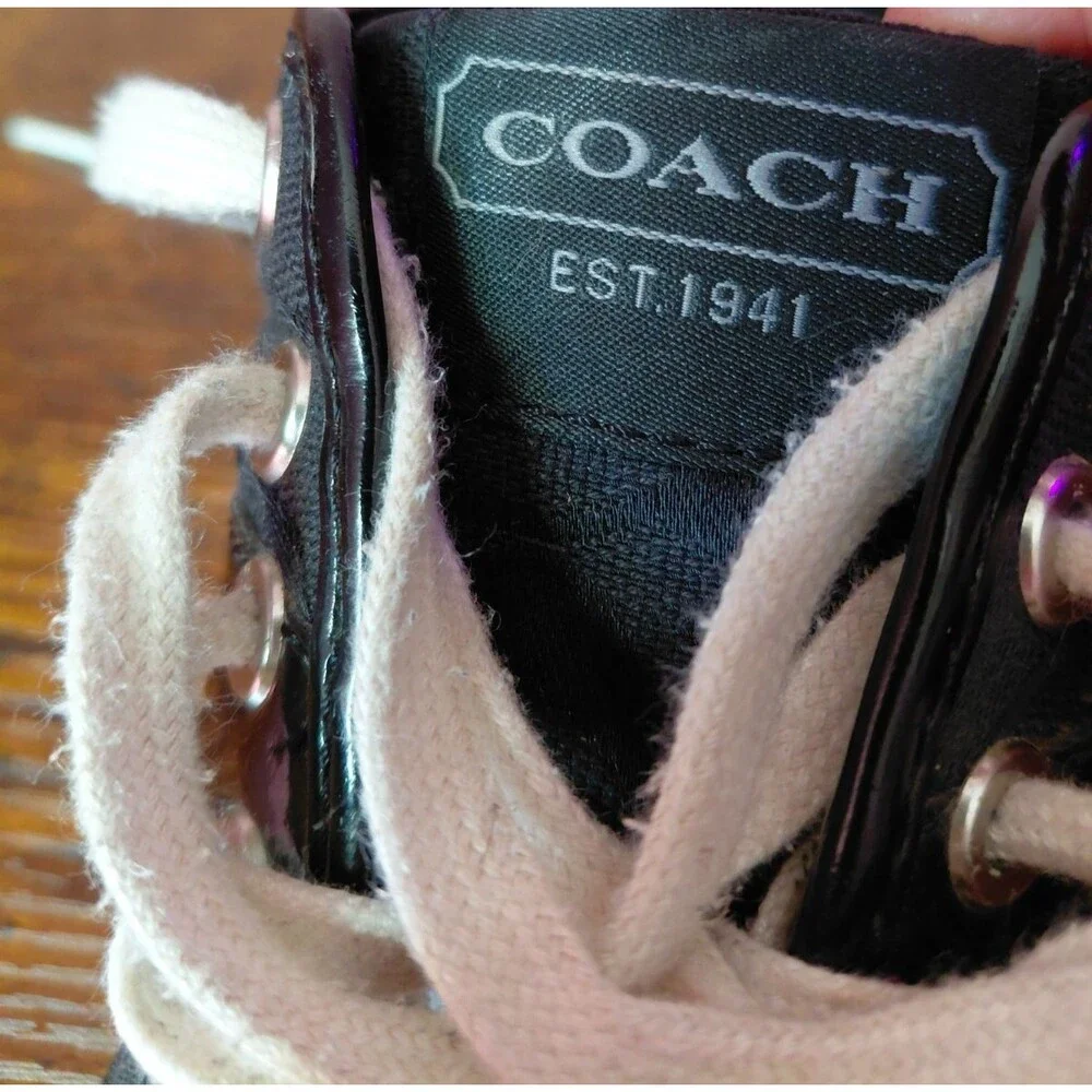 Coach Fillmore Black Sneakers Women's Size 8.5B Canvas Leather Shoes Monogram